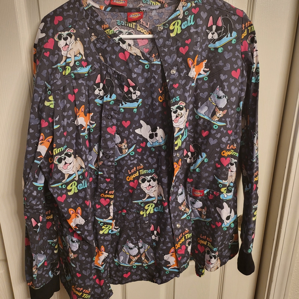 Dickies Colorful Cartoon Print Scrub Top
